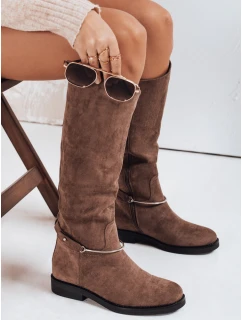 Dámské semišové hnědé kozačky Dstreet model 21993458 - FashionStreet