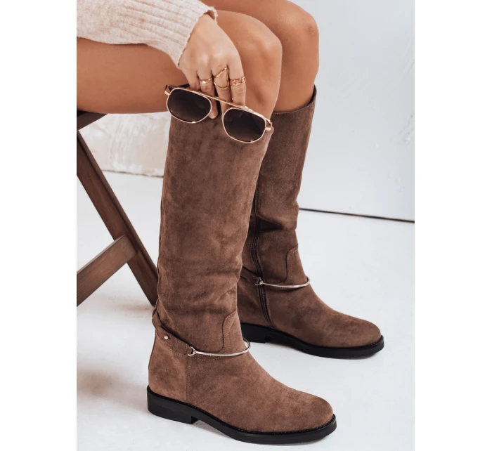 Dámské semišové hnědé kozačky Dstreet model 21993458 - FashionStreet