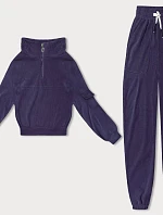 Dámska vaflová mikina s kapucňou v slivkovej farbe (AMG-339A)