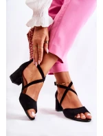 Damskie Sandały Na Słupku Sergio Leone SK825 Czarne