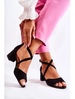 Damskie Sandały Na Słupku Sergio Leone SK825 Czarne