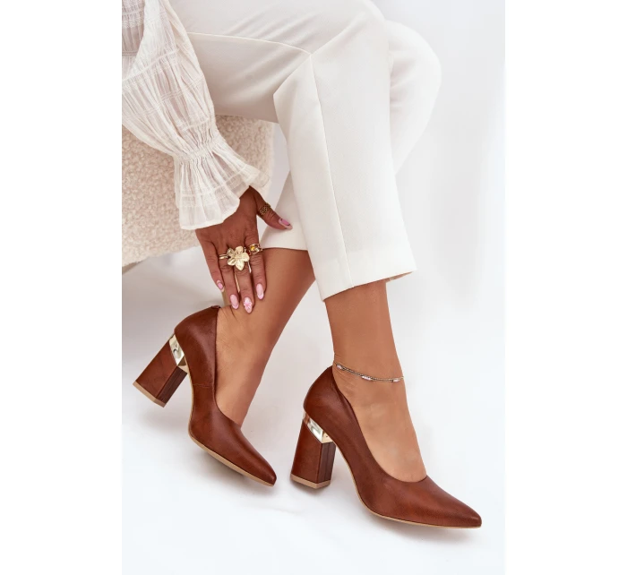 Kožené Lodičky Lewski model 21704050 Tmavě hnědé - Boto