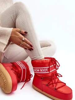 Dámské červené boty do sněhu se zavazováním Soia
