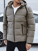 Pánska prešívaná zimná bunda s kapucňou béžová FashionStreet TX5065