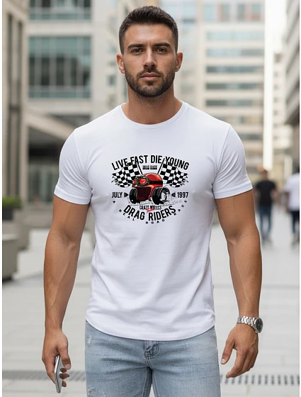 Tshirt męski z nadrukiem biały model 22194487 - FashionStreet