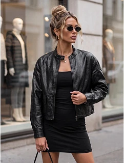 Dámska kožená bunda v štýle Ramones, čierna, FashionStreet TY5849