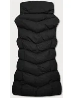 Čierna páperová dámska vesta (5M719-392)