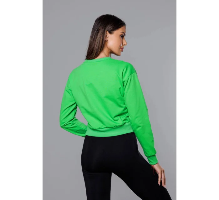 Tenká krátká zelená dámská tepláková mikina model 18378938 - J.STYLE Tenká krátká zelená dámská tepláková mikina model 18378938 - J.STYLE