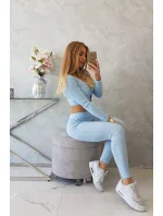 Komplet z blúzok top prążkowany niebieski Komplet z blúzok top prążkowany niebieski