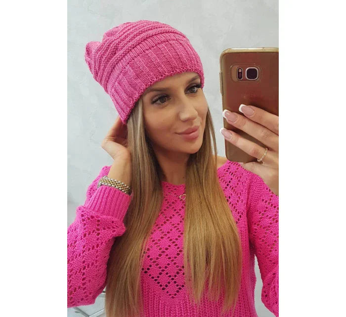 Dámská čepice tmavě růžová model 18751805 - K-Fashion Dámská čepice tmavě růžová model 18751805 - K-Fashion