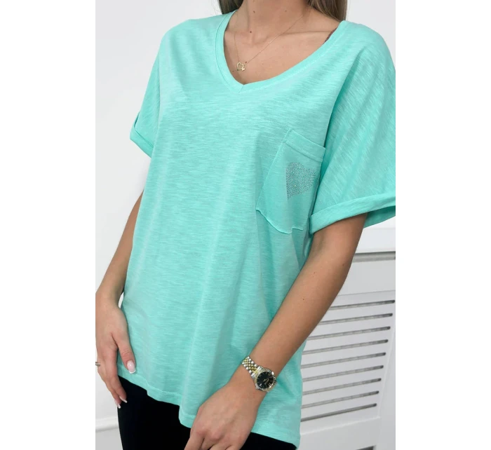 Bavlněná halenka s model 18753521 mint - K-Fashion