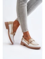 Skórzane Mokasyny Półbuty Damskie Maciejka 06493-11 Biało-Beżowe