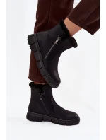 Śniegowce Damskie Na Platformie Z Futerkiem Czarne Briselle Śniegowce Damskie Na Platformie Z Futerkiem Czarne Briselle