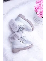 Srebrne Ocieplane Dziecięce Botki Trapery Fobos Srebrne Ocieplane Dziecięce Botki Trapery Fobos