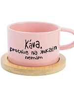KÁVA, KEĎŽE NEMÁM KOKAÍN - ružový hrnček s makrónkou 200 ml