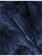 Tmavě modrá dámská manšestrová bunda s kapucí model 21242230 - Libland
