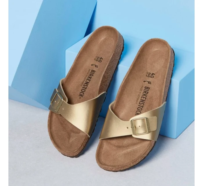 Birkenstock Madrid Birko-Flor Gold regular wide žabky (1016106) pre ženy Birkenstock Madrid Birko-Flor Gold regular wide žabky (1016106) pre ženy