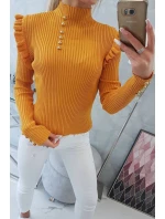 Zodpovedajúca svetrová blúzka s horčicovými gombíkmi