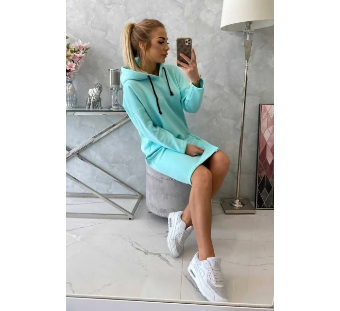 Šaty s kapucí a bočním rozparkem mint Šaty s kapucí a bočním rozparkem mint