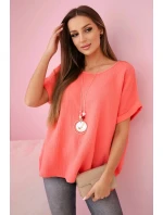 Mušelínová halenka s náhrdelníkem malina