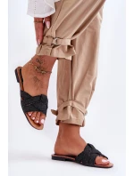 Damskie Materiałowe Klapki Czarne Aversa Damskie Materiałowe Klapki Czarne Aversa