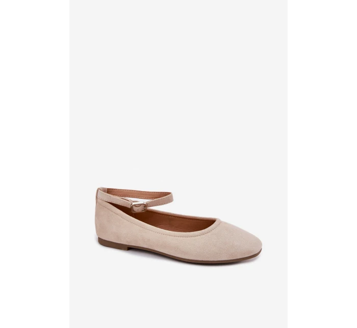 Eko Zamszowe Baleriny Z Paskiem I Klamrą Beżowe Deomira Eko Zamszowe Baleriny Z Paskiem I Klamrą Beżowe Deomira