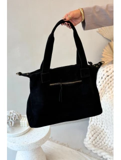 Kožená semišová kabelka s kapsami černá Zephina