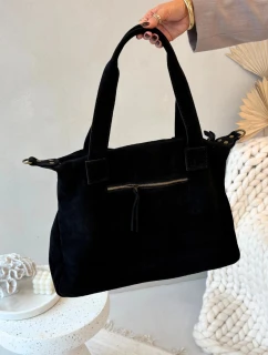 Kožená semišová kabelka s kapsami černá Zephina