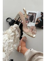 Sandály na podpatku s ozdobou D&A MR52-238 zlaté