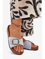 Dámske papuče s prackou na korkovej platforme - modré Zavira Dámske papuče s prackou na korkovej platforme - modré Zavira