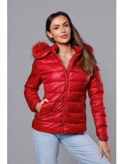 Krátka červená dámska zimná bunda (YP-20129-8)