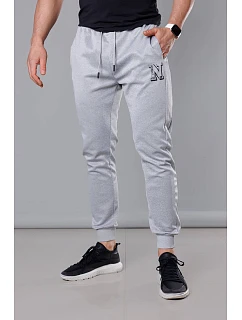 Světle šedé pánské teplákové kalhoty s potiskem model 18347910 - J.STYLE