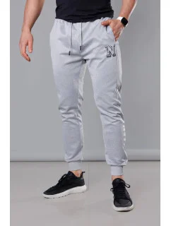 Světle šedé pánské teplákové kalhoty s potiskem model 18347910 - J.STYLE