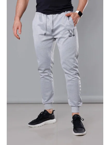 Pánske tepláky s potlačou Light Grey (8K178-2)