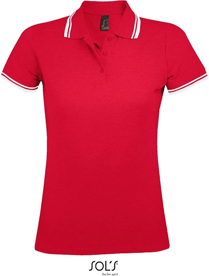 SOL'S Pasadena Women Dámske piqué polo 25.0578 červená/biela SOL'S Pasadena Women Dámske piqué polo 25.0578 červená/biela