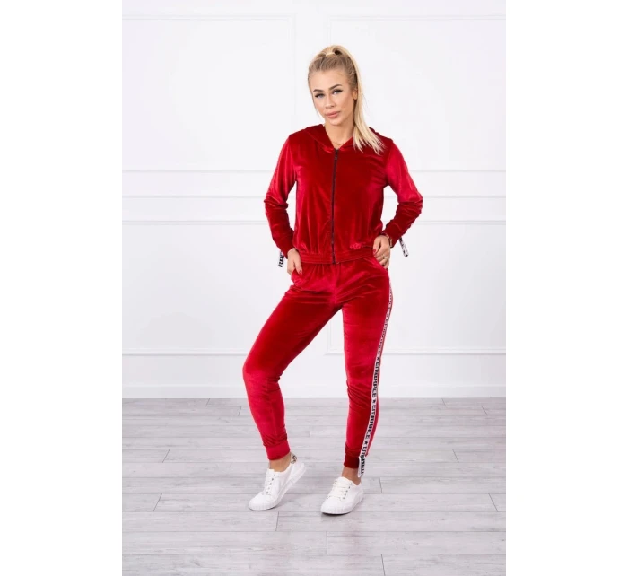 Velurová souprava s ozdobnými model 21752918 červená - K-Fashion Velurová souprava s ozdobnými model 21752918 červená - K-Fashion