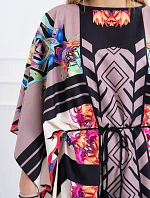 Netopierie šaty viazané v páse cappuccino