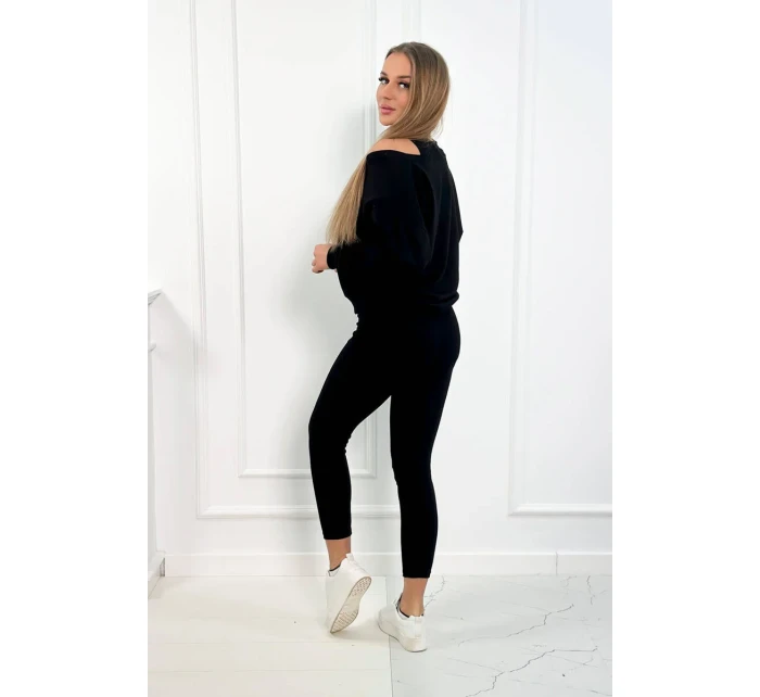 3-dielna sada mikina + top + legíny čierna