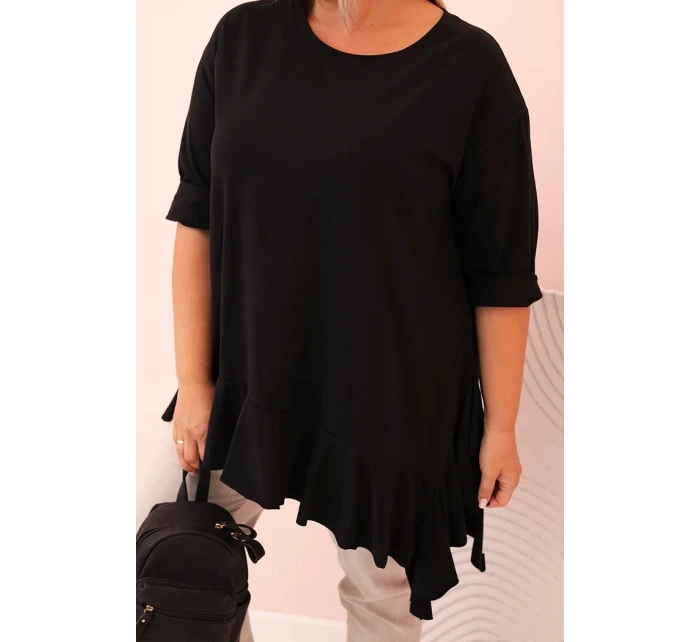 Dámská blůza Plus Size s model 21259110 kapsou a ohrnutým rukávem kiwi - K-Fashion Dámská blůza Plus Size s model 21259110 kapsou a ohrnutým rukávem kiwi - K-Fashion