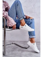 Damskie Skórzane Niskie Trampki Big Star KK274010 Białe