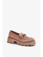 Robustné dámske béžové semišové mokasíny Neloria Robustné dámske béžové semišové mokasíny Neloria