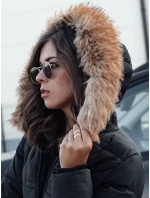 Dámská prošívaná bunda s kožešinou černá Dstreet model 21980394 - FashionStreet