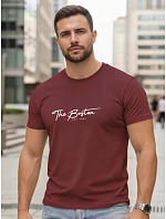 Tshirt męski bawełniany z nadrukiem The Boston bordowy model 22305502 - FashionStreet Tshirt męski bawełniany z nadrukiem The Boston bordowy model 22305502 - FashionStreet