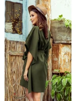 SOFIA - Dámske motýlikové šaty v khaki farbe 287-13