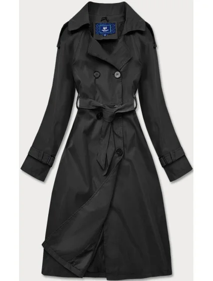 Černý kabát s páskem model 17032514 - Ann Gissy