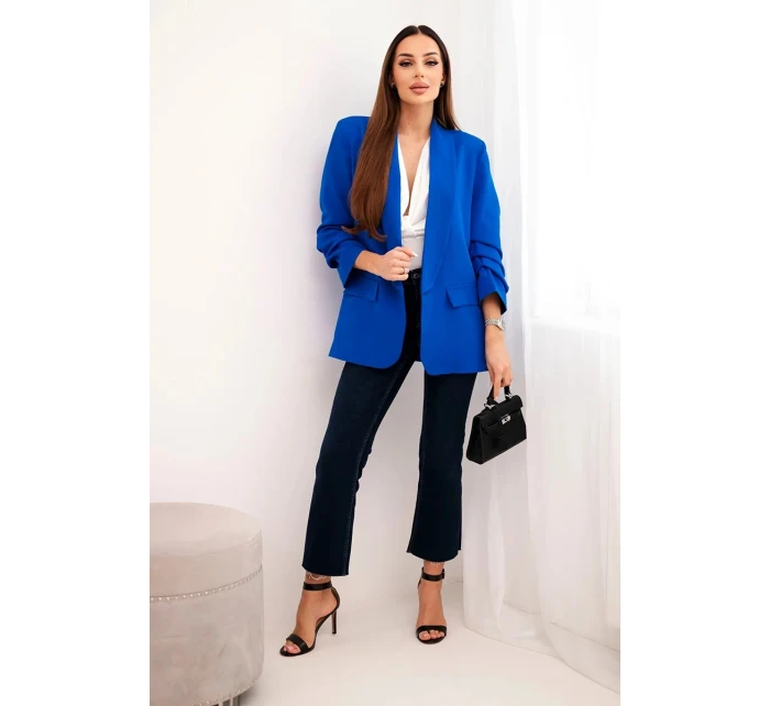 Bunda s chlopňou elegantná chrpová modrá Bunda s chlopňou elegantná chrpová modrá