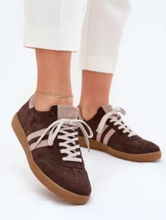 Zazoo N1068 Zamszowe Niskie Sneakersy Damskie Czekoladowe