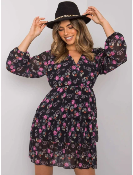 WN SK 21049 šaty.38X čierna a ružová