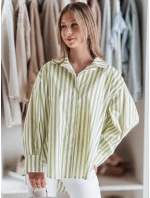 Dámske tričko nadrozmernej veľkosti s predĺženým zadným dielom SAMONE v zeleno-bielych pruhoch FashionStreet DY0460 Dámske tričko nadrozmernej veľkosti s predĺženým zadným dielom SAMONE v zeleno-bielych pruhoch FashionStreet DY0460