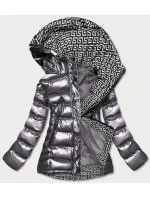 Šedá dámska prešívaná bunda s kapucňou (xw817x) Šedá dámska prešívaná bunda s kapucňou (xw817x)